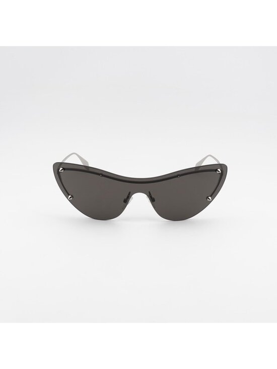 Alexander McQueen AM0413S 007 Sunglasses Silver Shield Frame, Grey Lenses main image 8